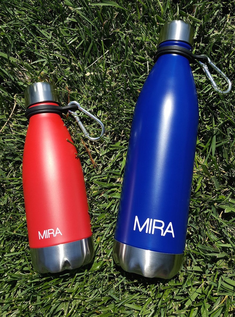 MIRA Durable Silicone Carrier with Carabiner Clip | Fits Any 12oz, 17oz and 25oz Cola Shaped Water Bottles for Outdoor Activities or Daily Use | 2 Pack, Black - Image 3